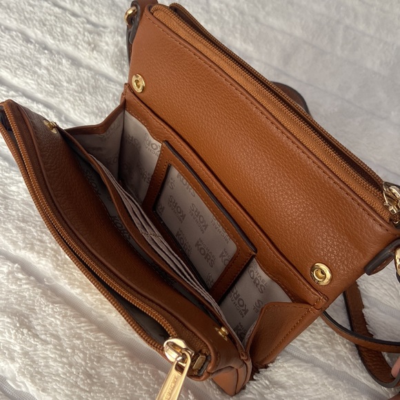 Michael Kors Cognac Leather Fulton Crossbody Bag - Picture 4 of 5